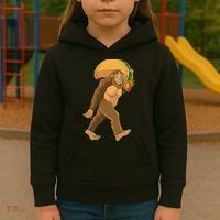 Bigfoot Carrying Taco Funny Cinco De Mayo Sasquatch Love Kids Hoodie thumb 3