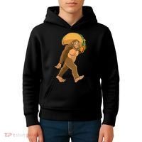 Bigfoot Carrying Taco Funny Cinco De Mayo Sasquatch Love Kids Hoodie thumb 4