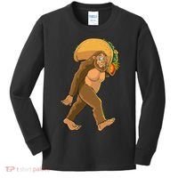 Bigfoot Carrying Taco Funny Cinco De Mayo Sasquatch Love Kids Long Sleeve Shirt thumb 0