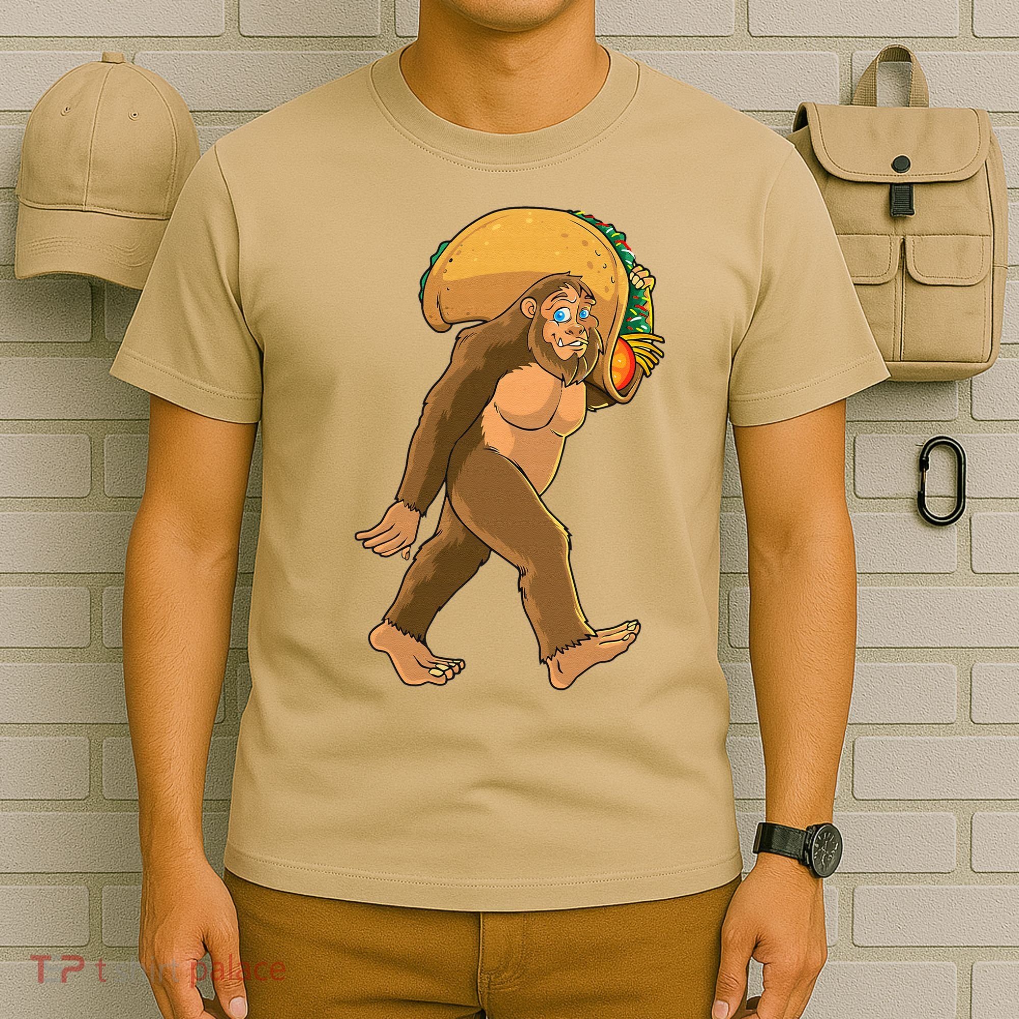 Bigfoot Carrying Taco Funny Cinco De Mayo Sasquatch Love T-Shirt