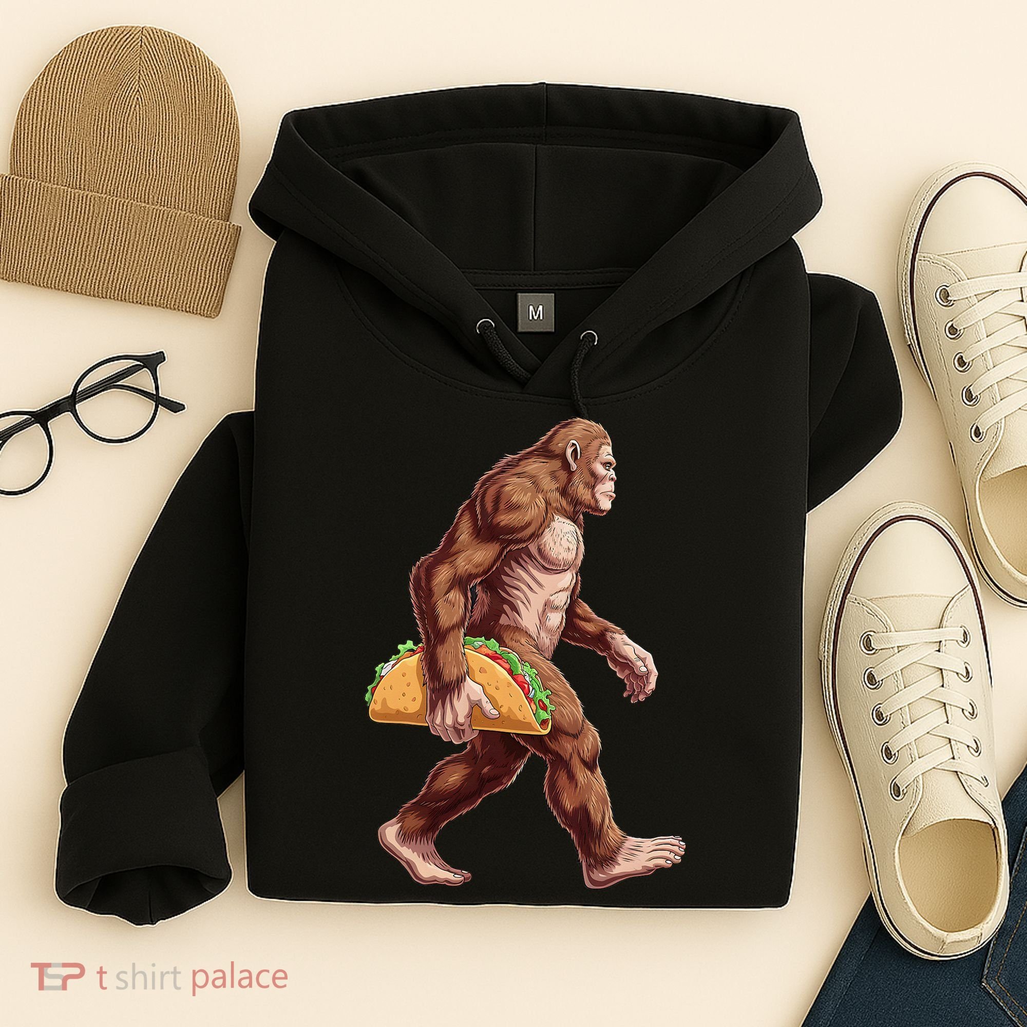 Bigfoot Carrying Taco Funny Cinco De Mayo Sasquatch Hoodie