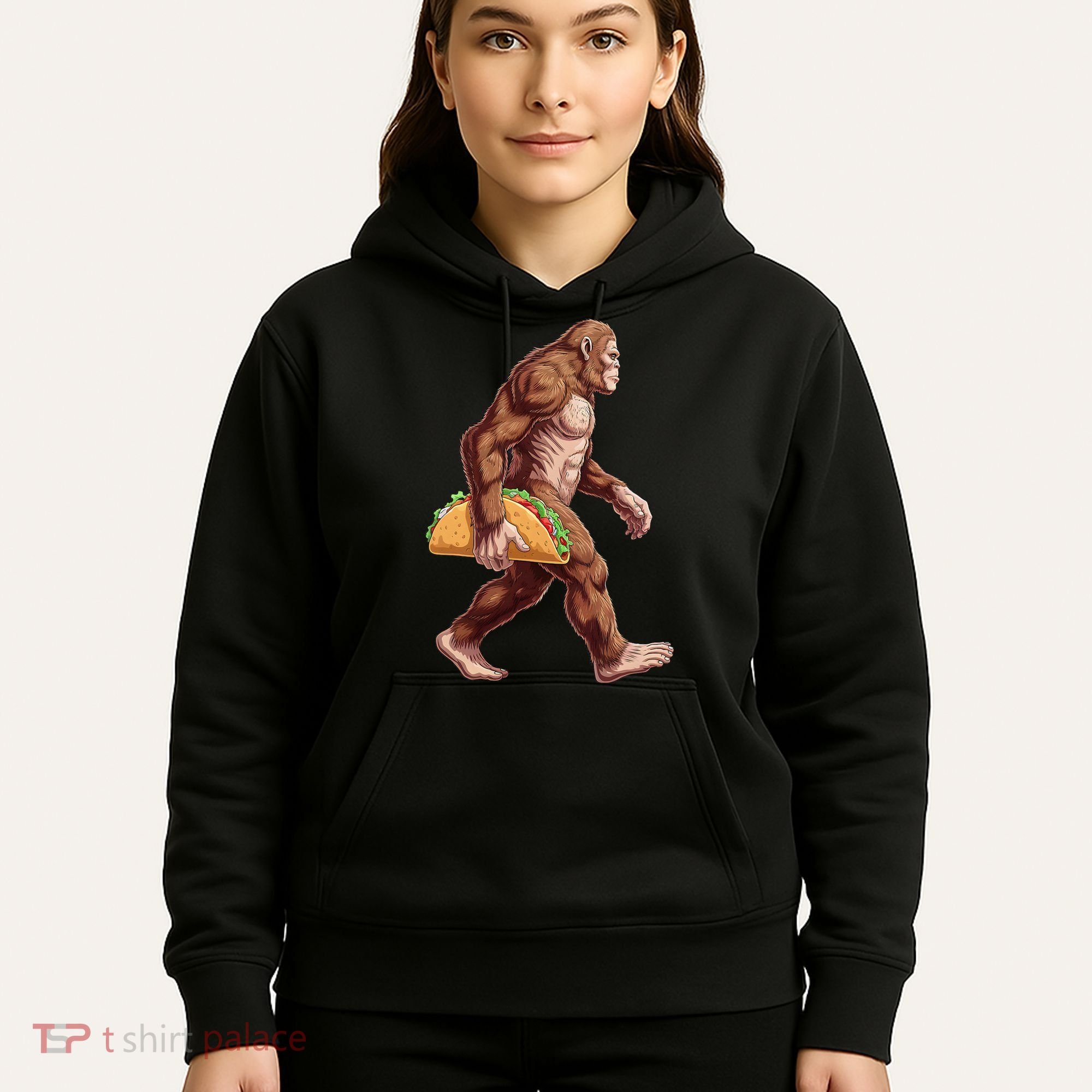Bigfoot Carrying Taco Funny Cinco De Mayo Sasquatch Hoodie