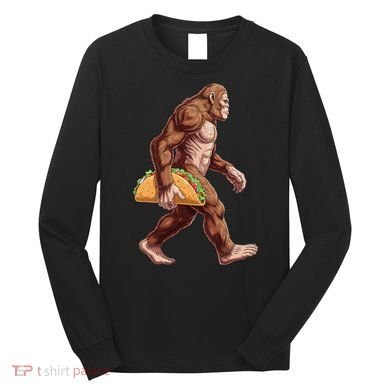 Bigfoot Carrying Taco Funny Cinco De Mayo Sasquatch Long Sleeve Shirt