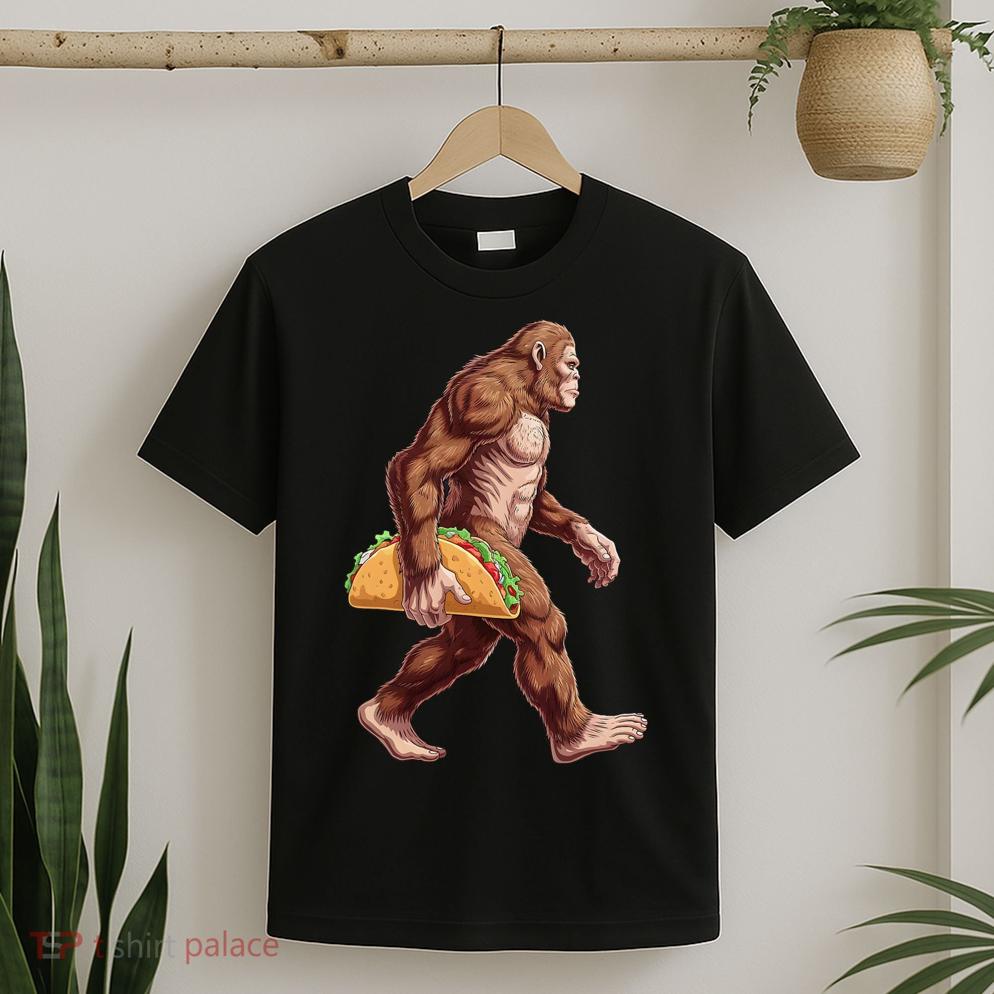 Bigfoot Carrying Taco Funny Cinco De Mayo Sasquatch T-Shirt