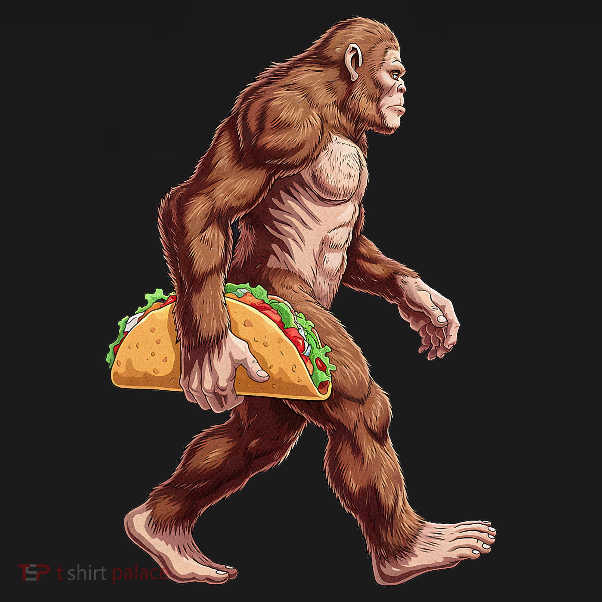 Bigfoot Carrying Taco Funny Cinco De Mayo Sasquatch T-Shirt