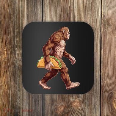 Bigfoot Carrying Taco Funny Cinco De Mayo Sasquatch Coaster