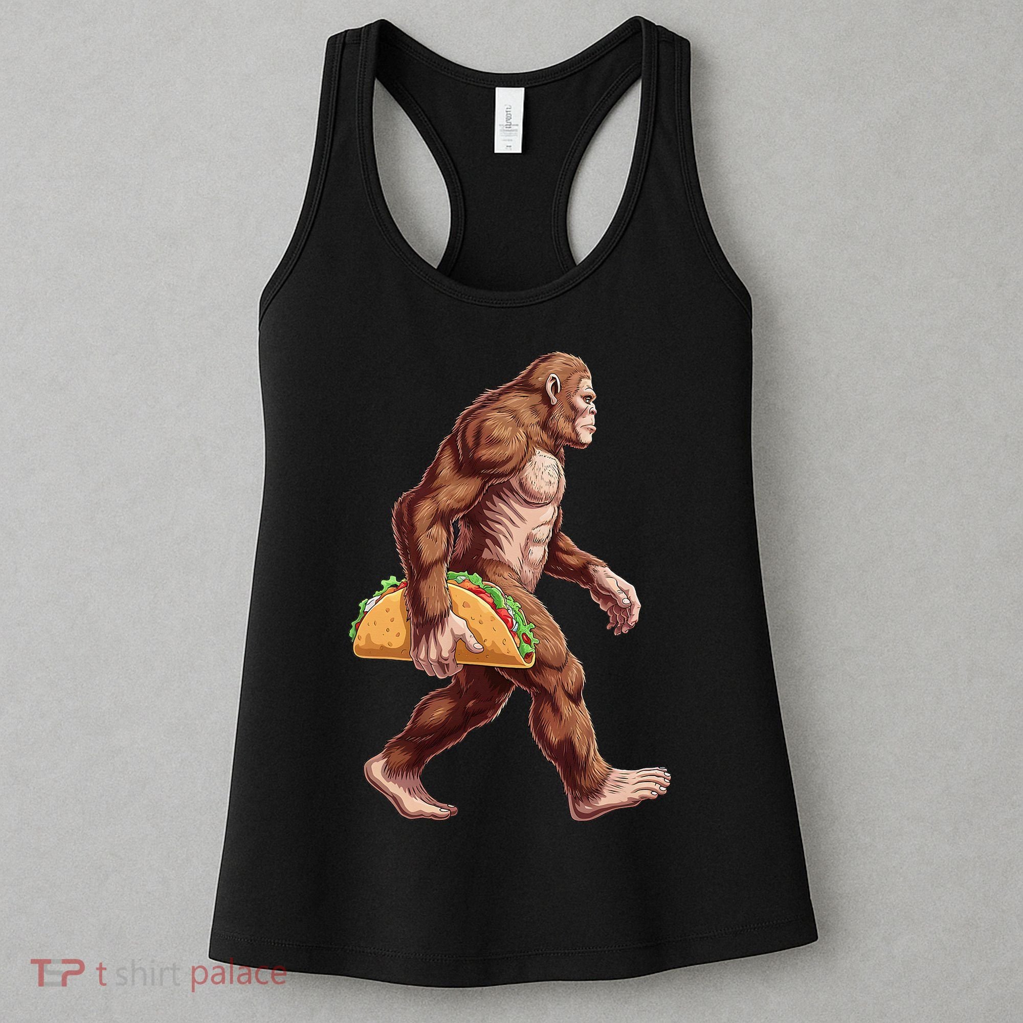 Bigfoot Carrying Taco Funny Cinco De Mayo Sasquatch Women's Tank Top