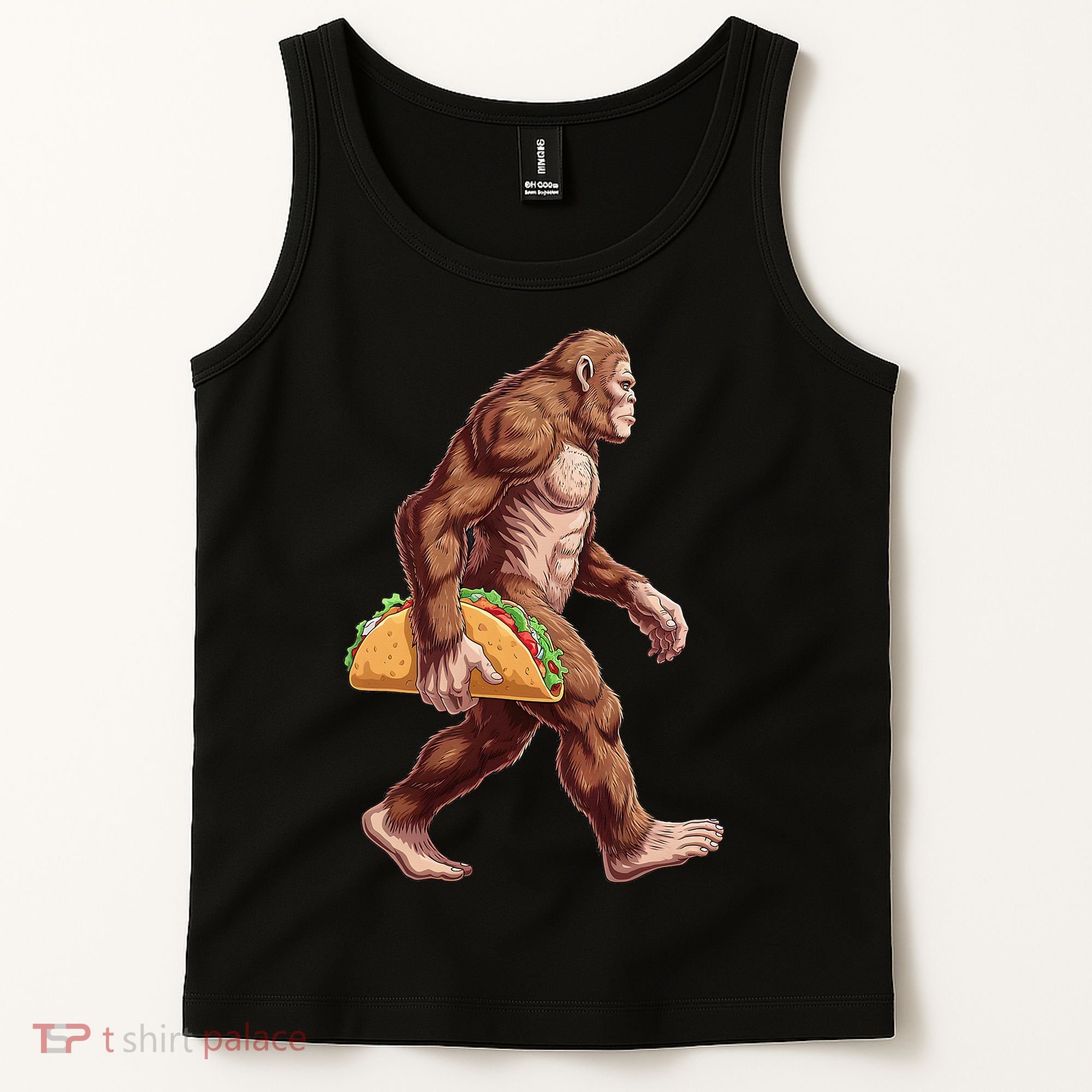 Bigfoot Carrying Taco Funny Cinco De Mayo Sasquatch Tank Top
