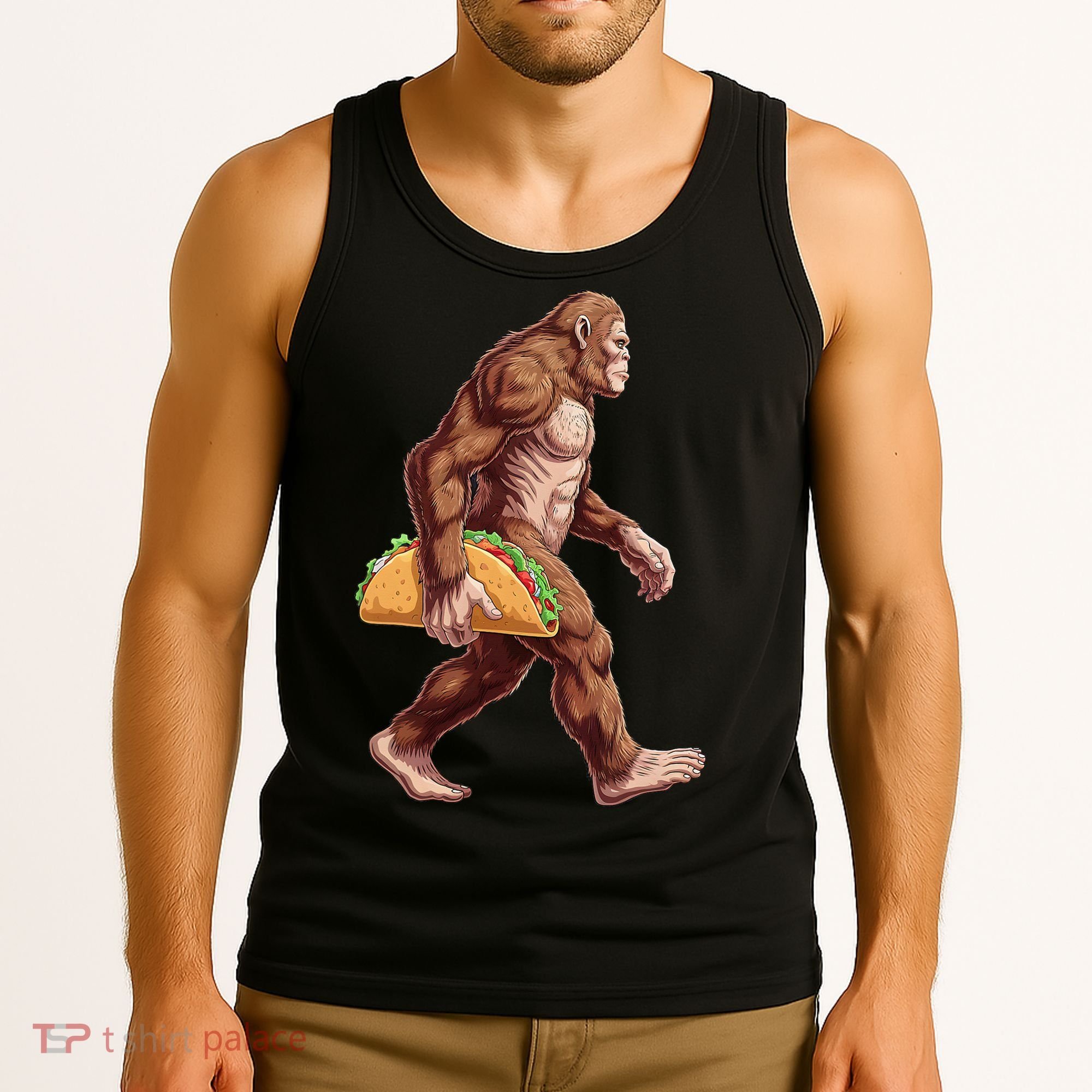 Bigfoot Carrying Taco Funny Cinco De Mayo Sasquatch Tank Top