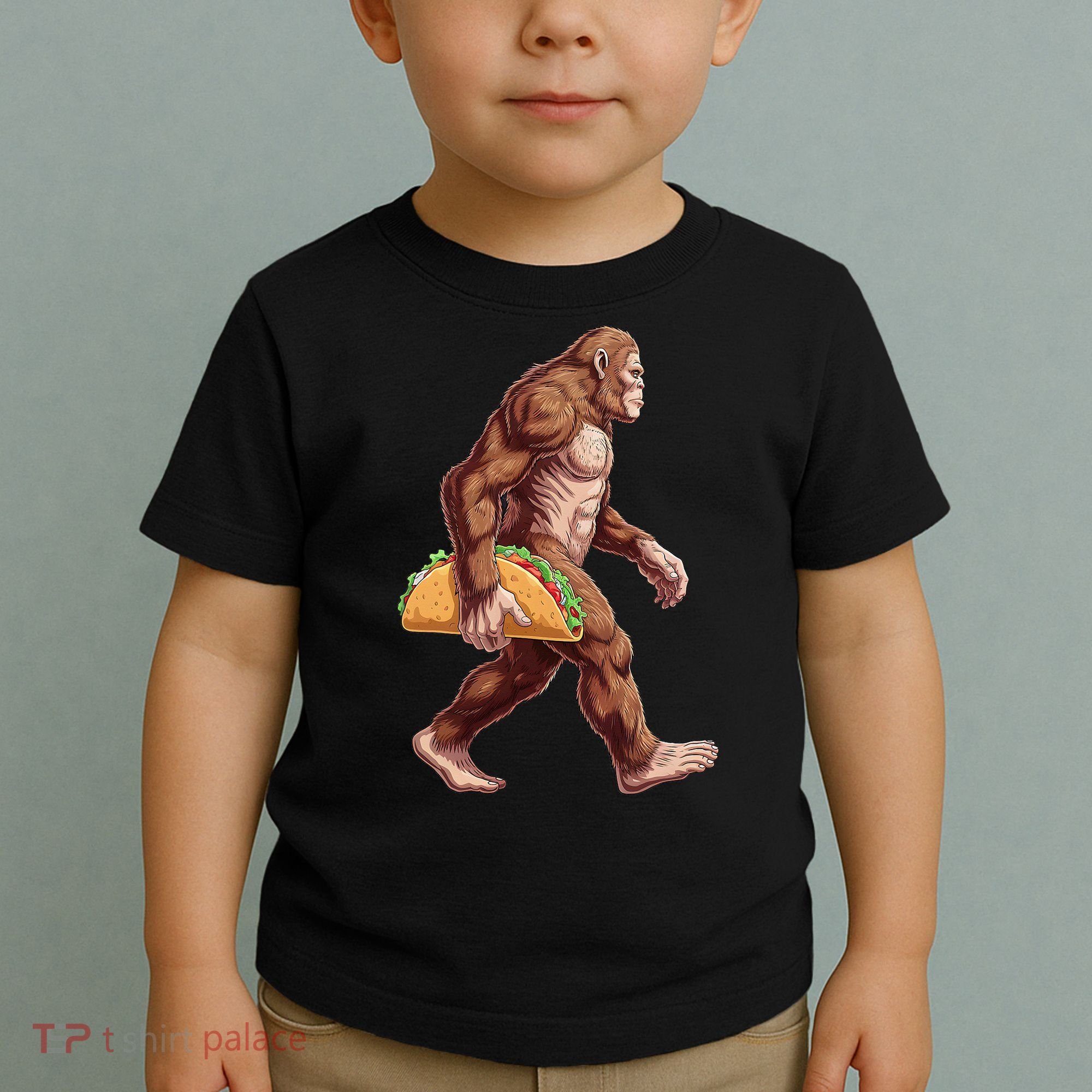 Bigfoot Carrying Taco Funny Cinco De Mayo Sasquatch Toddler T-Shirt