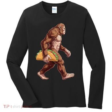 Bigfoot Carrying Taco Funny Cinco De Mayo Sasquatch Women's Long Sleeve Shirt