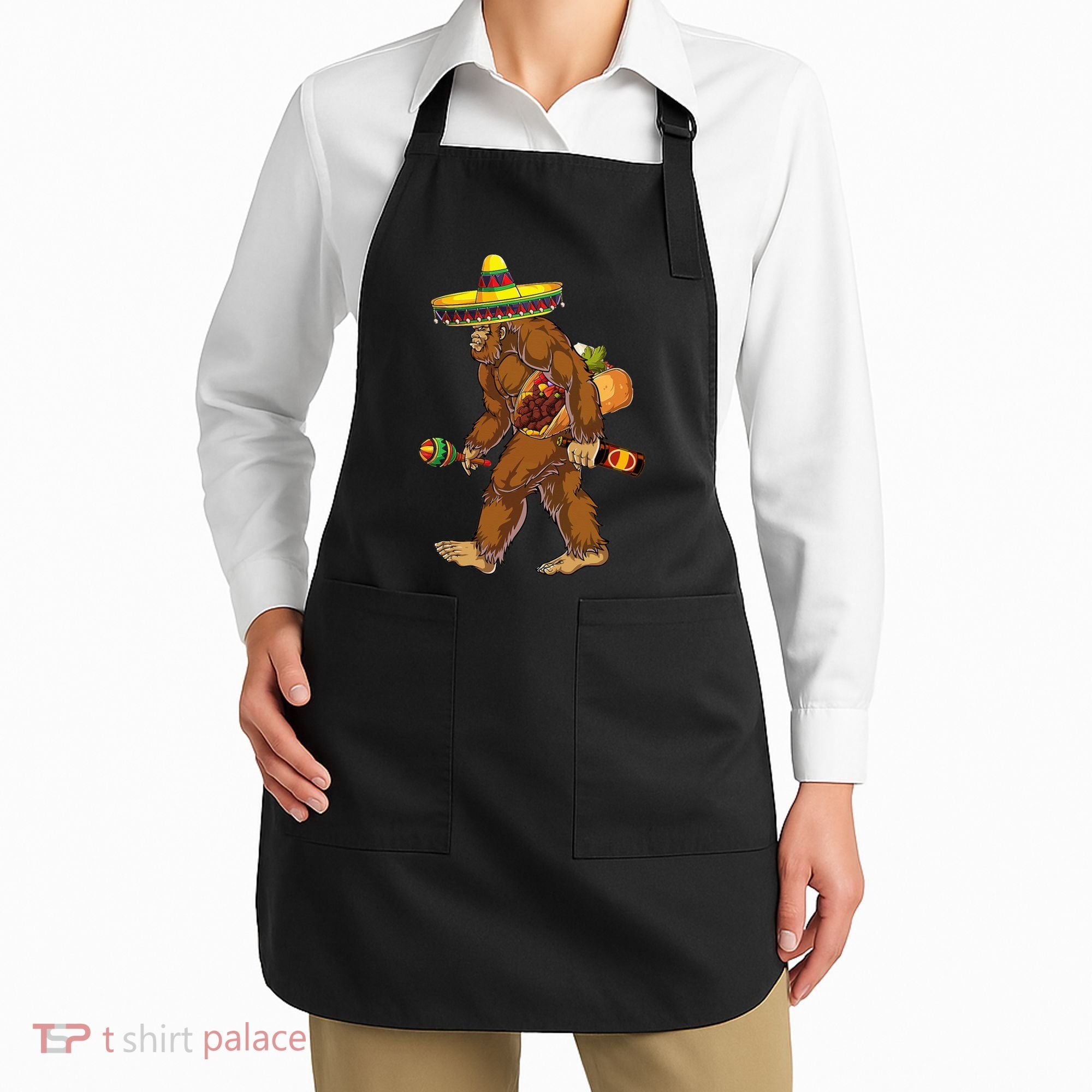 Bigfoot Carrying Taco El Squatcho Beer Pacho Sombrero Lover Apron
