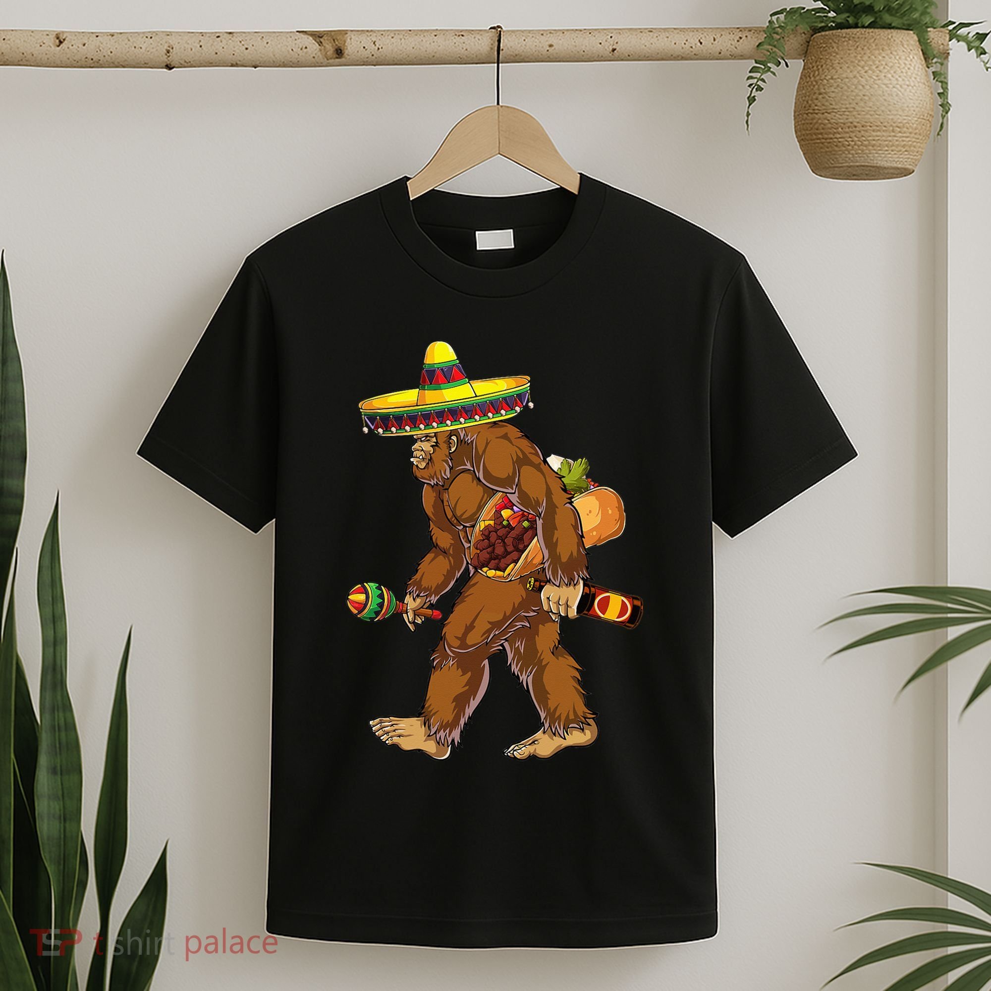 Bigfoot Carrying Taco El Squatcho Beer Pacho Sombrero Lover T-Shirt