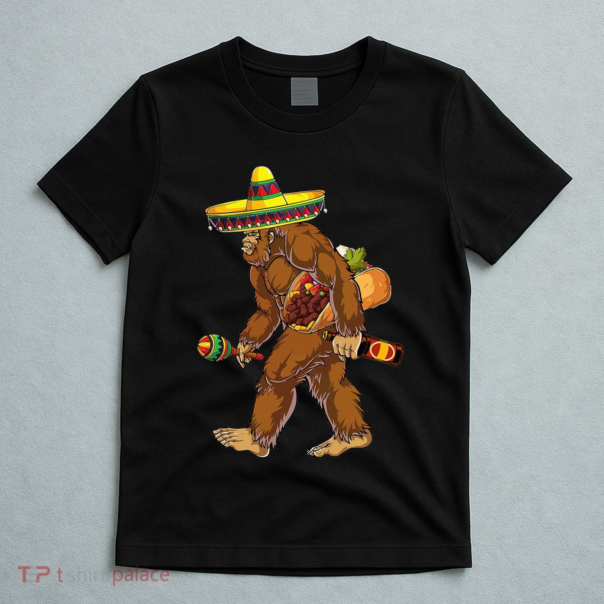 Bigfoot Carrying Taco El Squatcho Beer Pacho Sombrero Lover T-Shirt