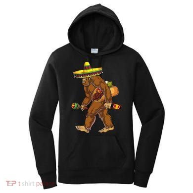 Bigfoot Carrying Taco El Squatcho Beer Pacho Sombrero Lover Women's Hoodie