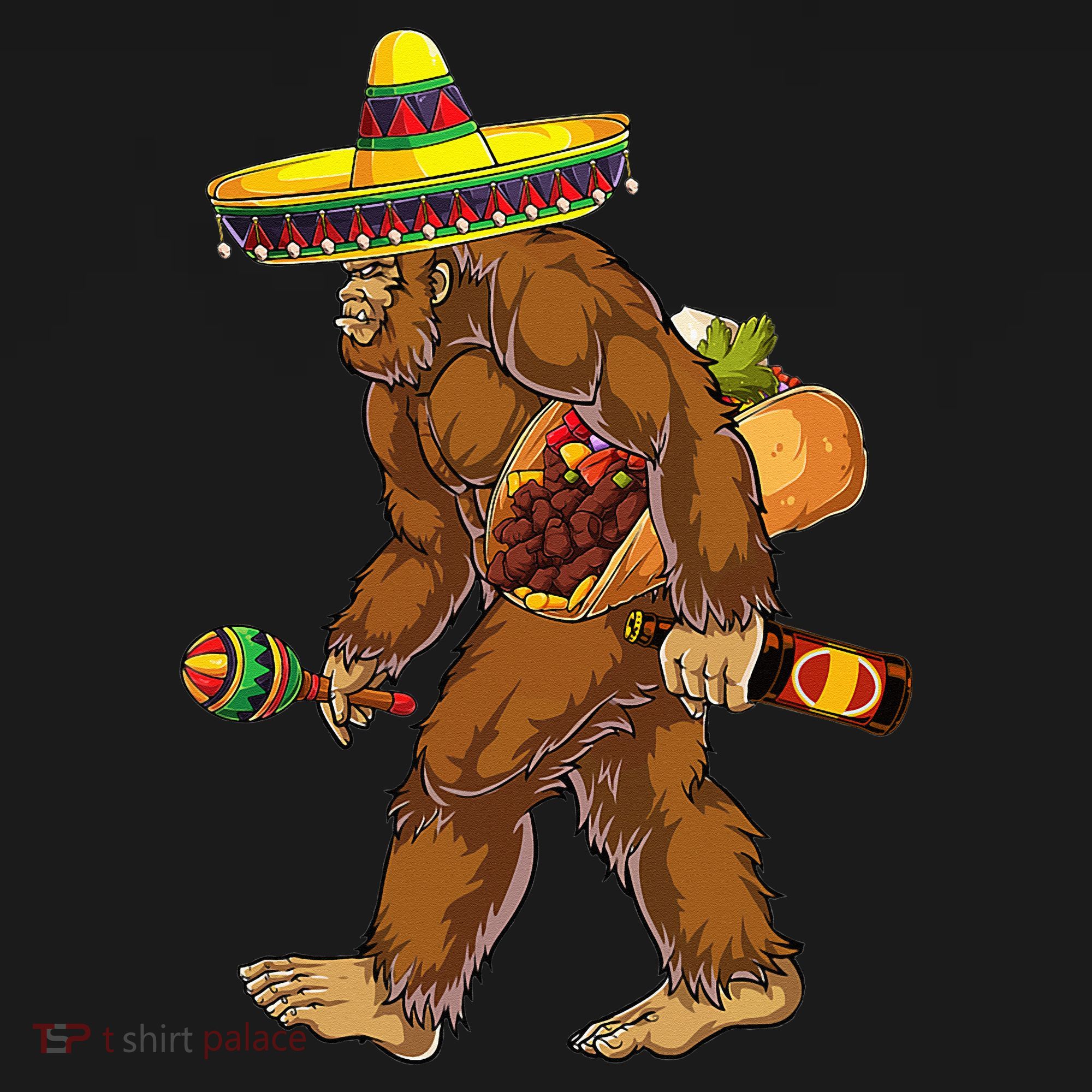 Bigfoot Carrying Taco El Squatcho Beer Pacho Sombrero Lover Women's Hoodie