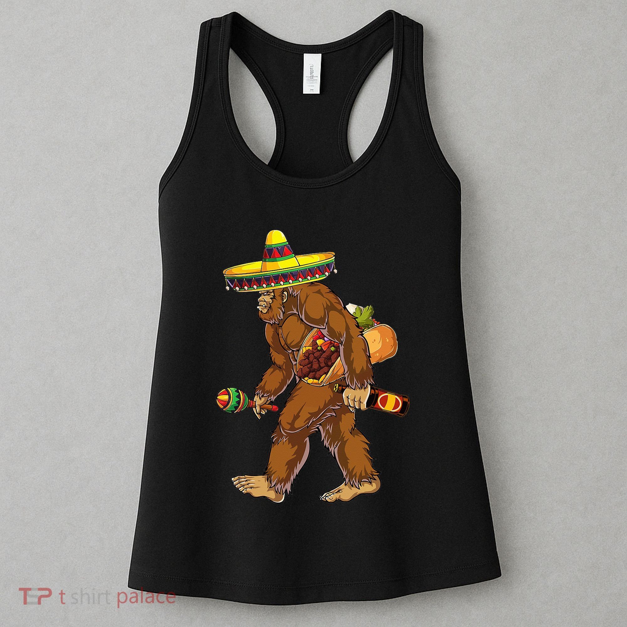 Bigfoot Carrying Taco El Squatcho Beer Pacho Sombrero Lover Women's Tank Top