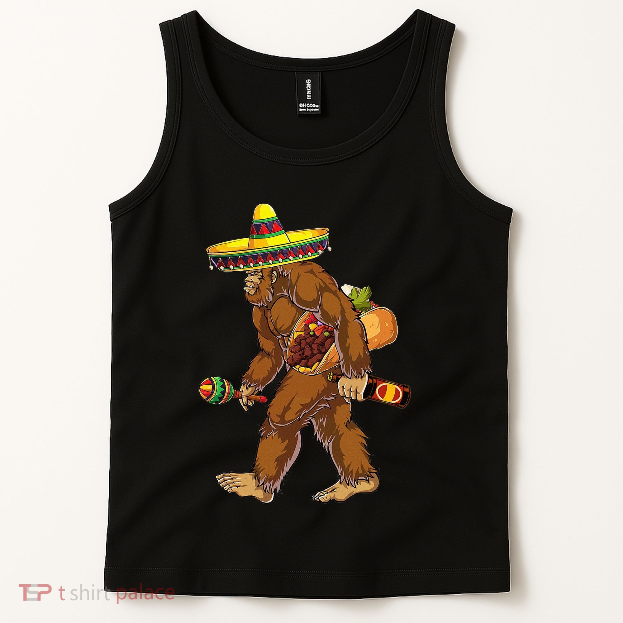 Bigfoot Carrying Taco El Squatcho Beer Pacho Sombrero Lover Tank Top