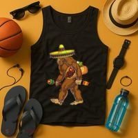 Bigfoot Carrying Taco El Squatcho Beer Pacho Sombrero Lover Tank Top thumb 4