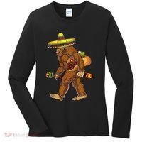 Bigfoot Carrying Taco El Squatcho Beer Pacho Sombrero Lover Women's Long Sleeve Shirt thumb 0