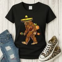 Bigfoot Carrying Taco El Squatcho Beer Pacho Sombrero Lover Women's T-Shirt thumb 3