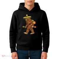Bigfoot Carrying Taco El Squatcho Beer Pacho Sombrero Lover Kids Hoodie thumb 4