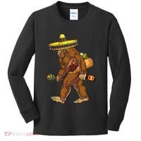 Bigfoot Carrying Taco El Squatcho Beer Pacho Sombrero Lover Kids Long Sleeve Shirt thumb 0