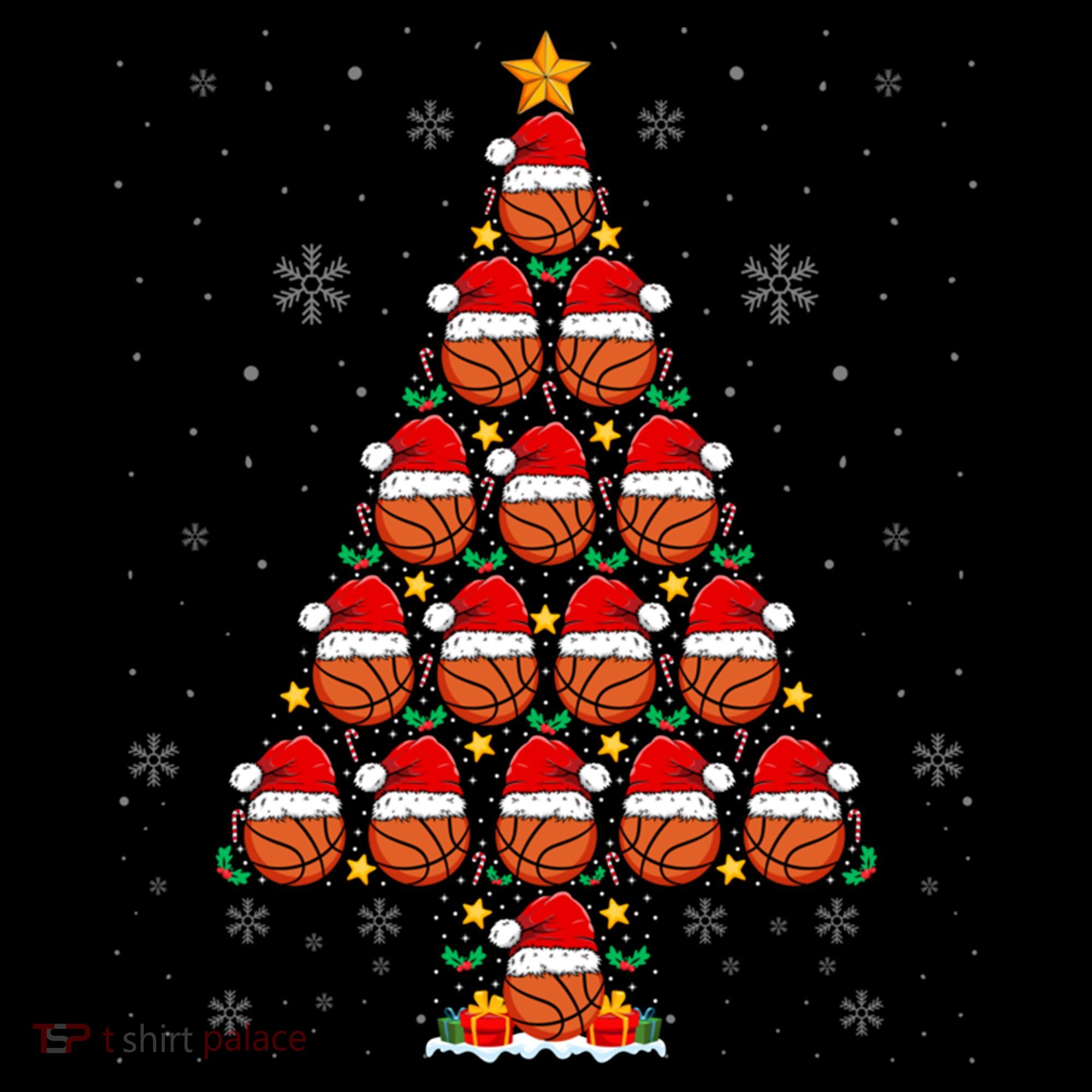 Basketball Christmas Tree Lights Santa Hat Basketball Xmas Gift Coffee Mug