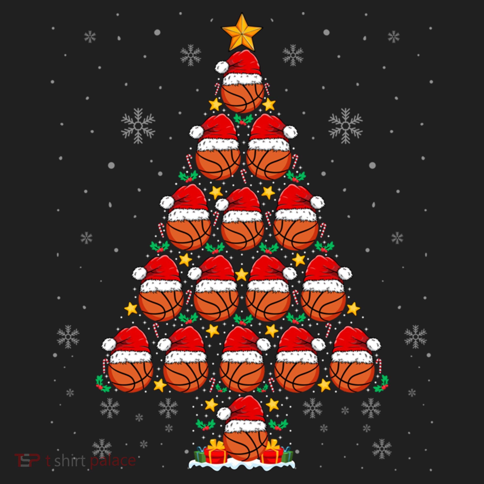 Basketball Christmas Tree Lights Santa Hat Basketball Xmas Gift Beanie