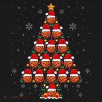 Basketball Christmas Tree Lights Santa Hat Basketball Xmas Gift Women's Hoodie thumb 2