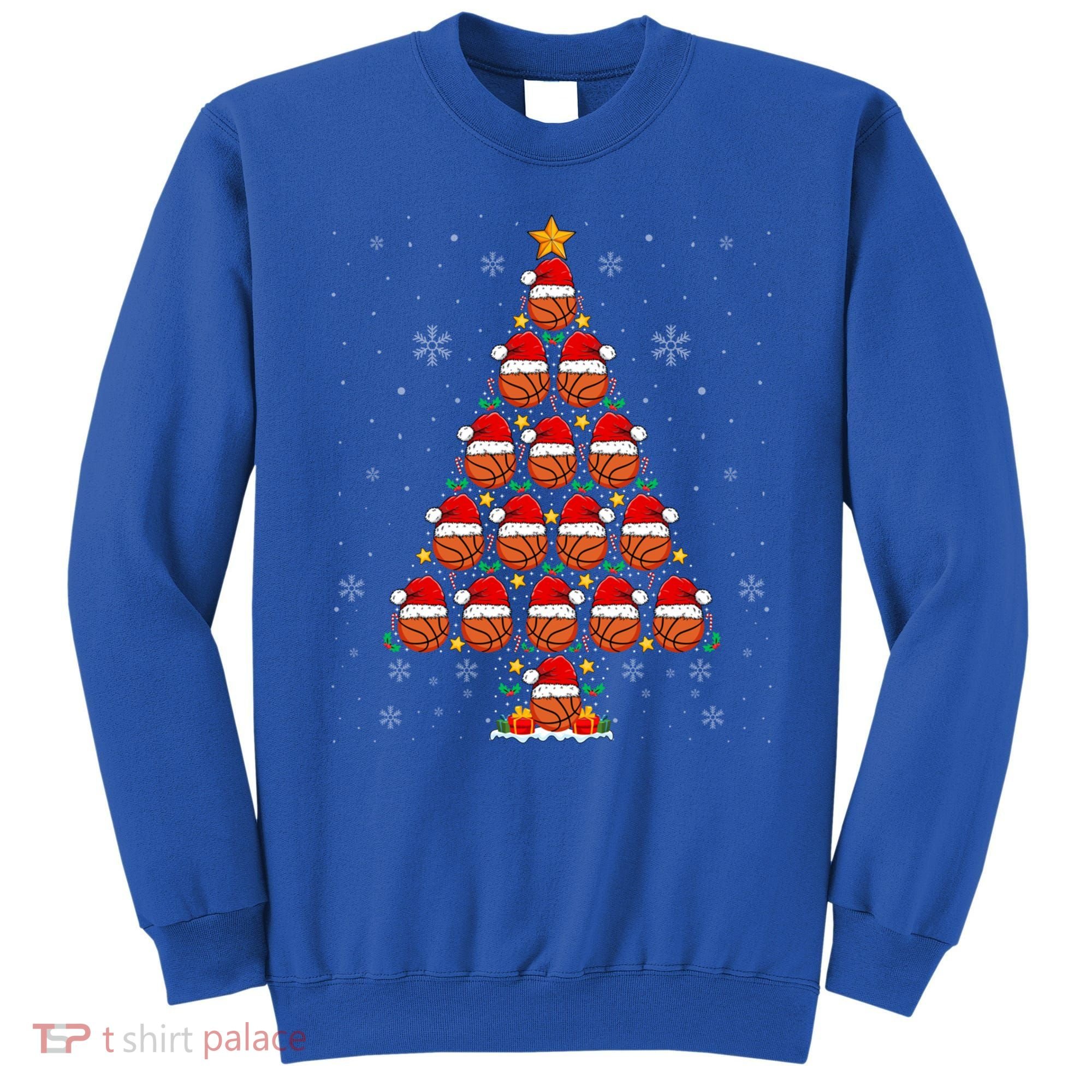 Basketball Christmas Tree Lights Santa Hat Basketball Xmas Gift Sweatshirt