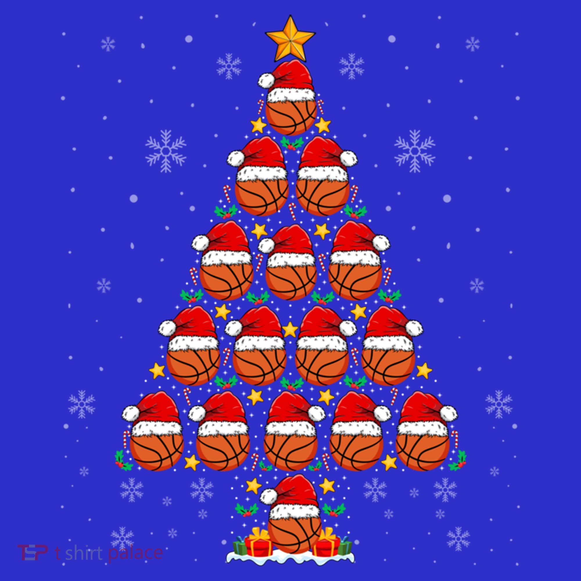 Basketball Christmas Tree Lights Santa Hat Basketball Xmas Gift Women's Tank Top