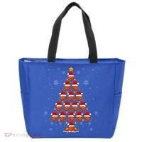 Basketball Christmas Tree Lights Santa Hat Basketball Xmas Gift Tote Bag thumb 0