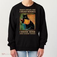 Black Cat Thats What I Do I Read Books I Drink Wine Women's Sweatshirt thumb 0