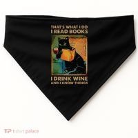 Black Cat Thats What I Do I Read Books I Drink Wine USA-Made Doggie Bandana thumb 0
