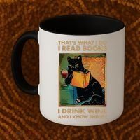 Black Cat Thats What I Do I Read Books I Drink Wine Coffee Mug thumb 2