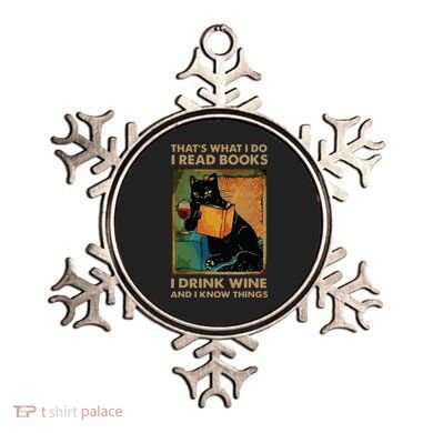 Black Cat Thats What I Do I Read Books I Drink Wine Ornament