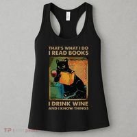 Black Cat Thats What I Do I Read Books I Drink Wine Women's Tank Top thumb 3