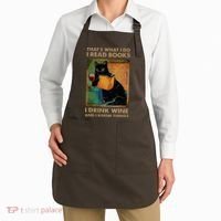 Black Cat Thats What I Do I Read Books I Drink Wine Apron thumb 2