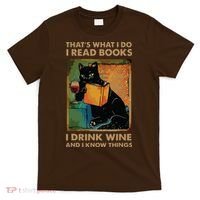 Black Cat Thats What I Do I Read Books I Drink Wine T-Shirt thumb 0