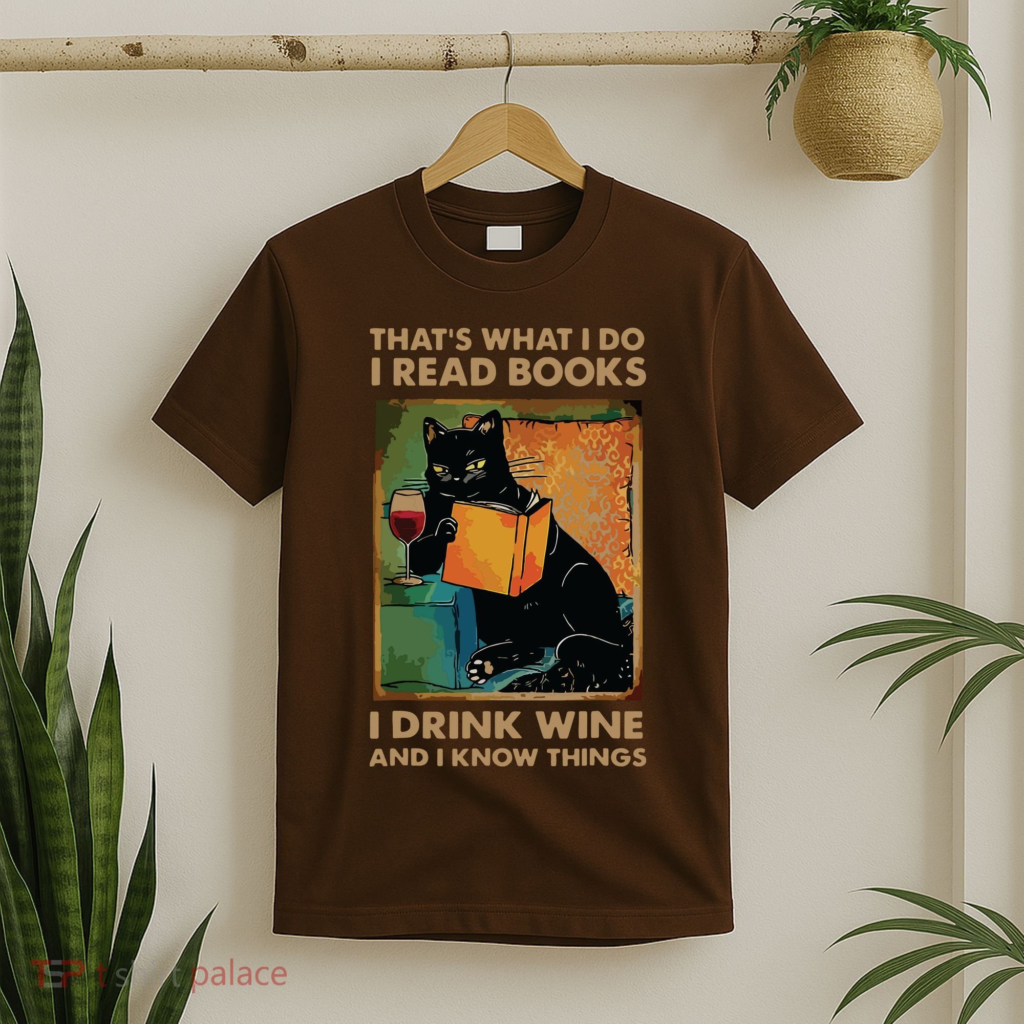 Black Cat Thats What I Do I Read Books I Drink Wine T-Shirt