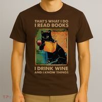 Black Cat Thats What I Do I Read Books I Drink Wine T-Shirt thumb 3