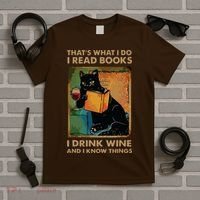Black Cat Thats What I Do I Read Books I Drink Wine T-Shirt thumb 5