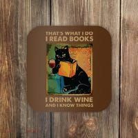Black Cat Thats What I Do I Read Books I Drink Wine Coaster thumb 0