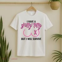 Breast Cancer Tees I Have A Shitty Titty But I Will Survive T-Shirt thumb 2