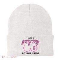 Breast Cancer Tees I Have A Shitty Titty But I Will Survive Beanie thumb 0