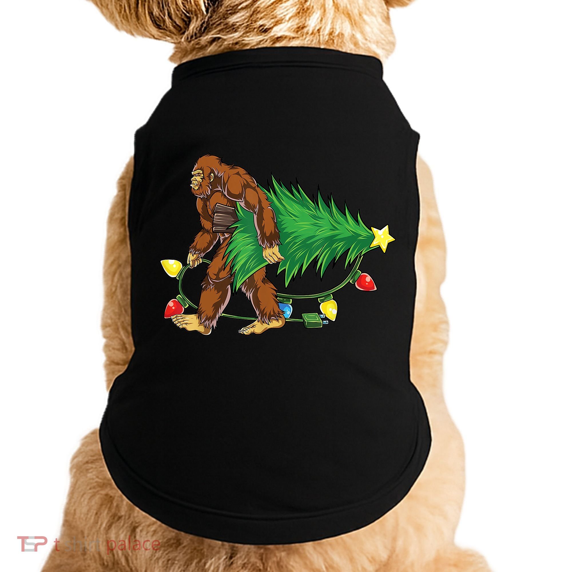 Bigfoot Christmas Tree Lights Xmas Boys Sasquatch Lovers Doggie Tank