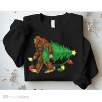 Bigfoot Christmas Tree Lights Xmas Boys Sasquatch Lovers Sweatshirt thumb 2