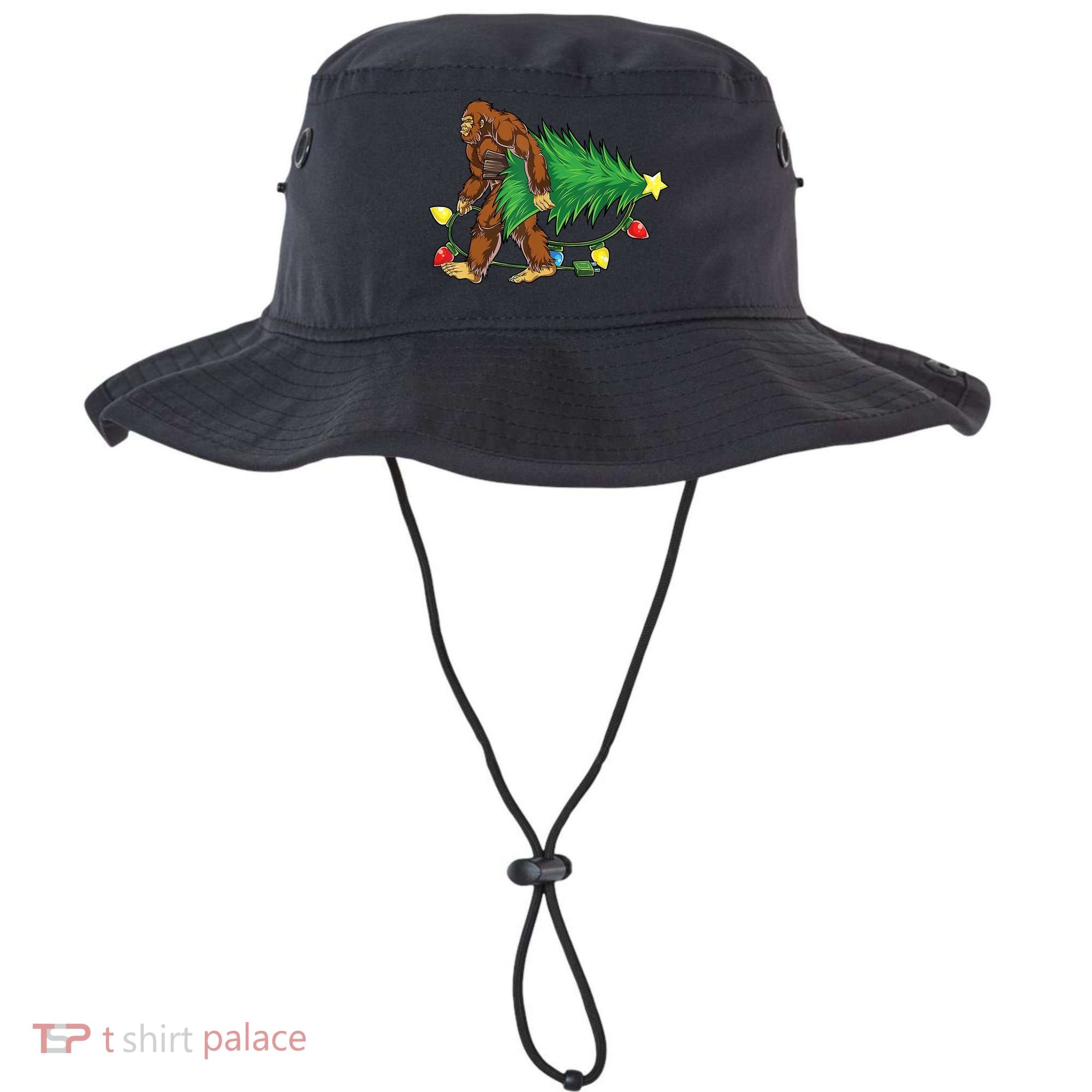 Bigfoot Christmas Tree Lights Xmas Boys Sasquatch Lovers Bucket Hat
