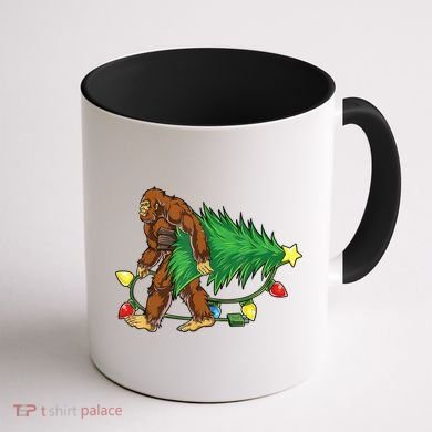 Bigfoot Christmas Tree Lights Xmas Boys Sasquatch Lovers Coffee Mug back